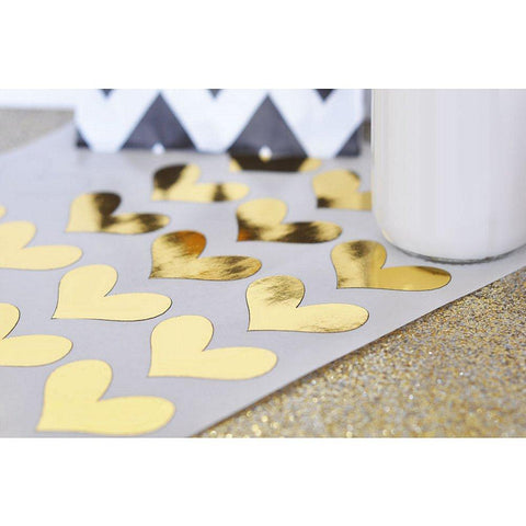 Gold Foil Heart Stickers (Set of 72) - Sophie's Favors and Gifts
