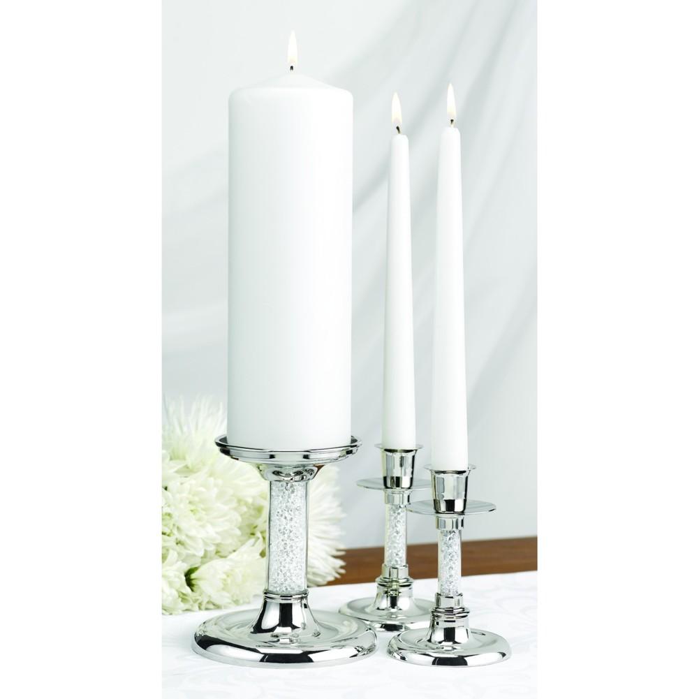 Glittering Beads Nickel-Plated Unity Candle Stand Set - Sophie's Favors and Gifts