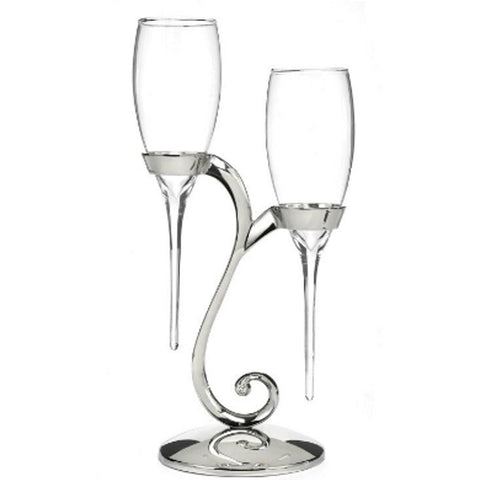Raindrop Wedding Flutes with Swirl Strand - Set of 2 - Sophie's Favors and Gifts