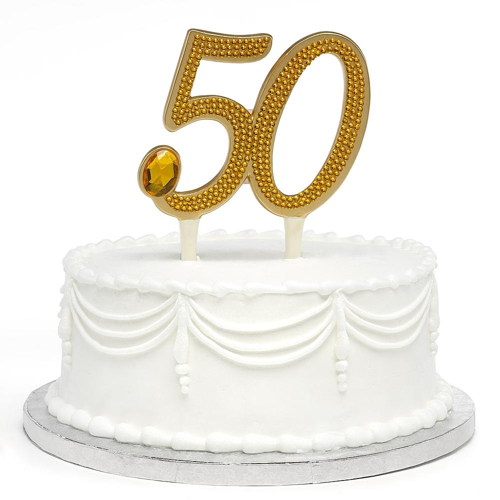 Gilded 50th Anniversary Cake Pick - Sophie's Favors and Gifts
