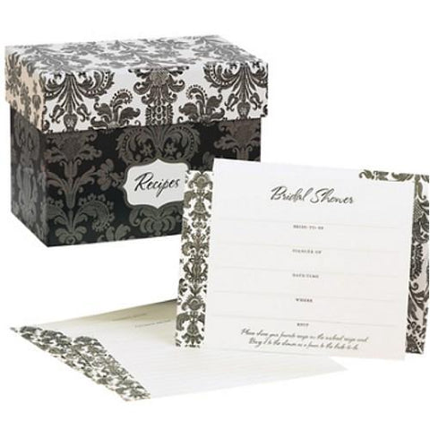 Damask Invitations and Recipe Box Gift Set - Set of 25 - Sophie's Favors and Gifts