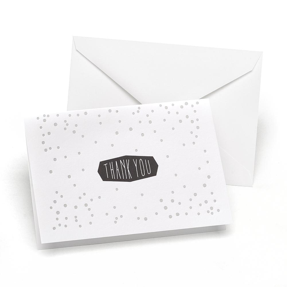 Silver Polka Dot Thank You Notes and Envelopes (Set of 50) - Sophie's Favors and Gifts