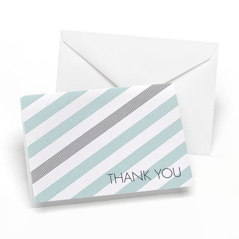 Lagoon and Slate Simple Stripe Thank You Notes and Envelopes (Pack of 50) - Sophie's Favors and Gifts
