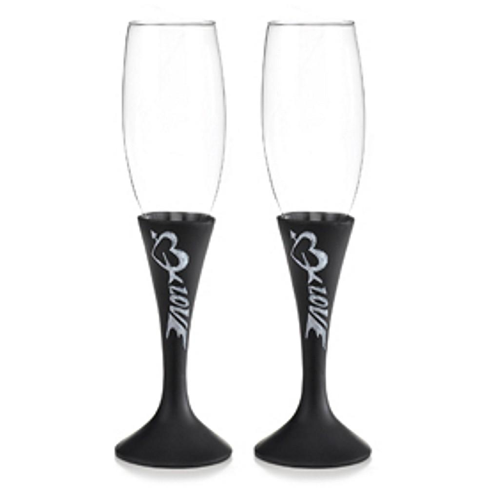 Love and Hearts Chalkboard Style Toasting Flutes - Sophie's Favors and Gifts