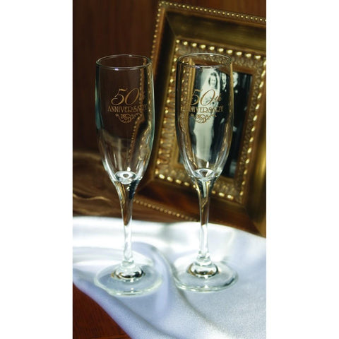 50th Anniversary Flourish Flutes (Set of 2) - Sophie's Favors and Gifts