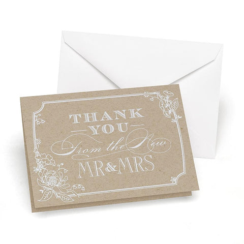 Country Blossom Thank You Cards and Envelopes (Set of 50) - Sophie's Favors and Gifts