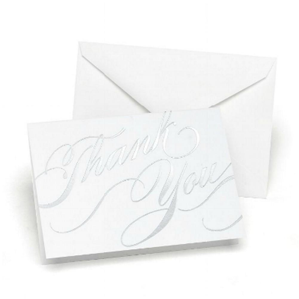Silver Foil Swirls Thank You Cards with White Envelopes - Sophie's Favors and Gifts