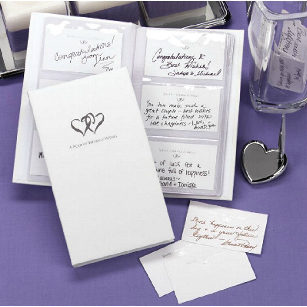 Double Hearts Well Wishes White Guest Book - Sophie's Favors and Gifts