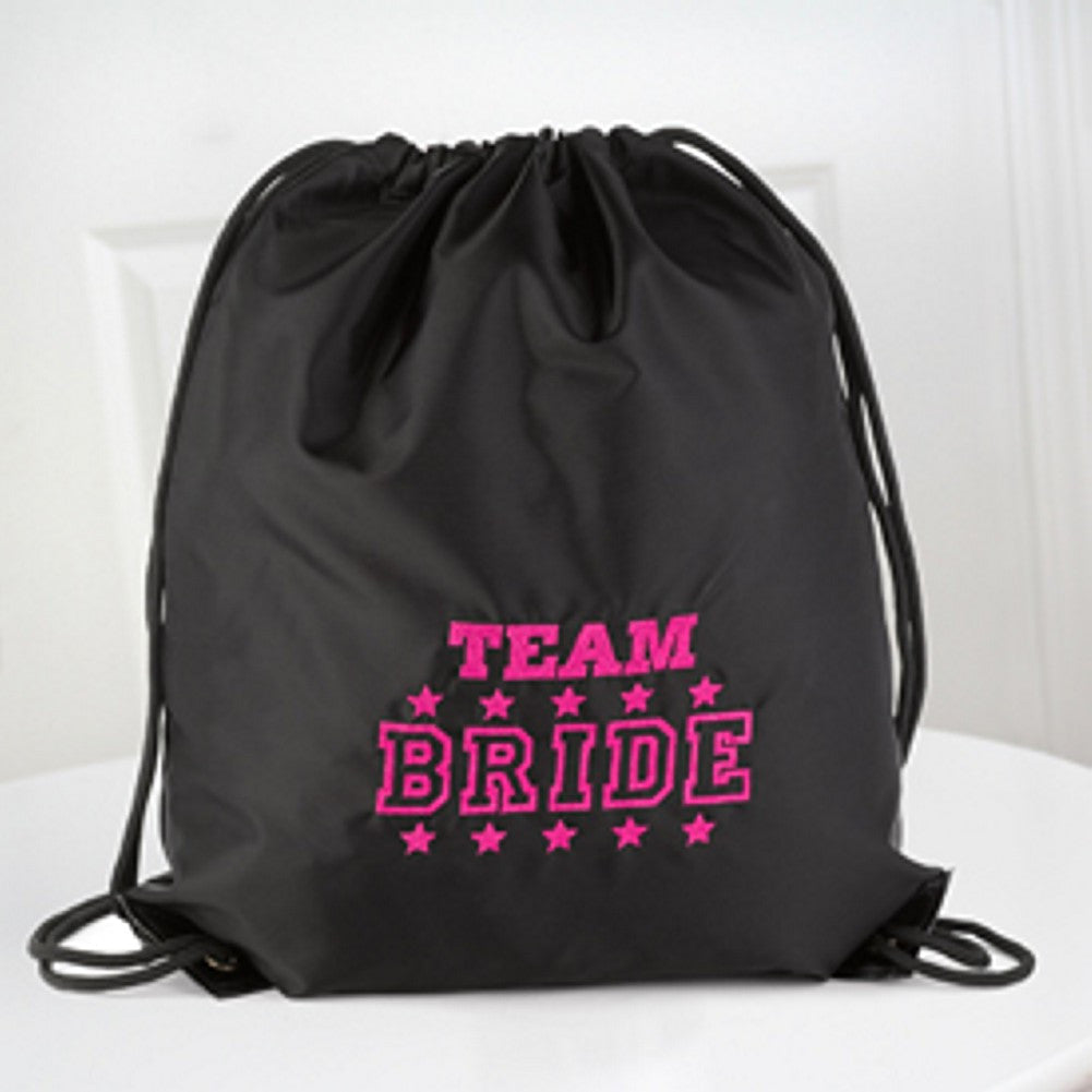 Team Bride Black Cinch Bag - Sophie's Favors and Gifts