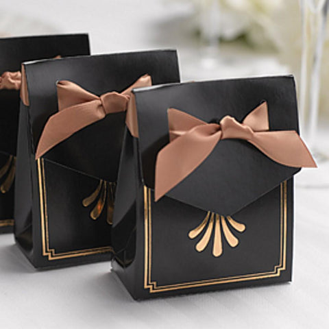 Art Deco Tent Favor Boxes with Gold Flourish Design - Sophie's Favors and Gifts