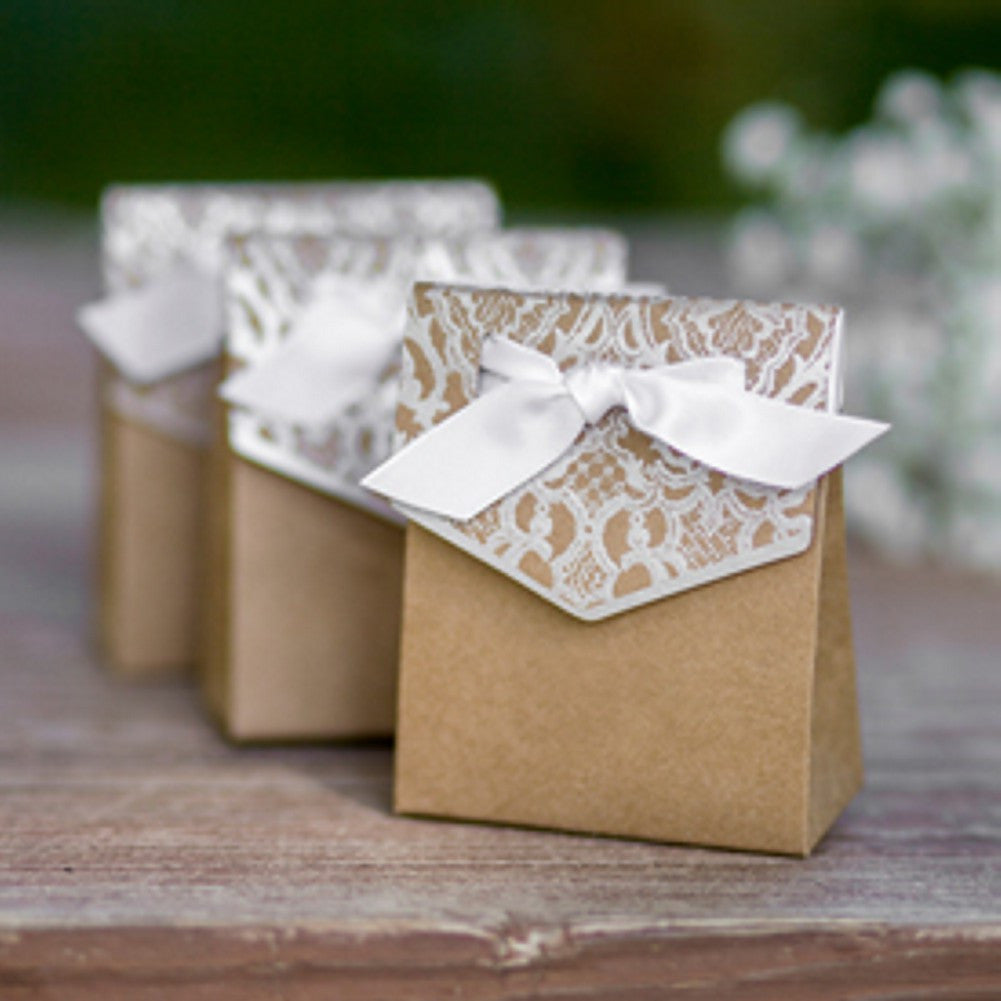 Vintage Lace Tent Favor Boxes - Pack of 25 - Sophie's Favors and Gifts