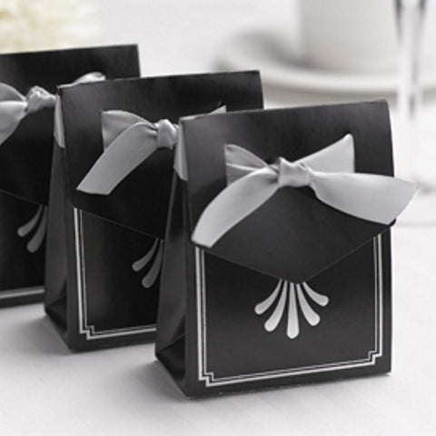Art Deco Tent Favor Boxes with Silver Flourish Design - Sophie's Favors and Gifts