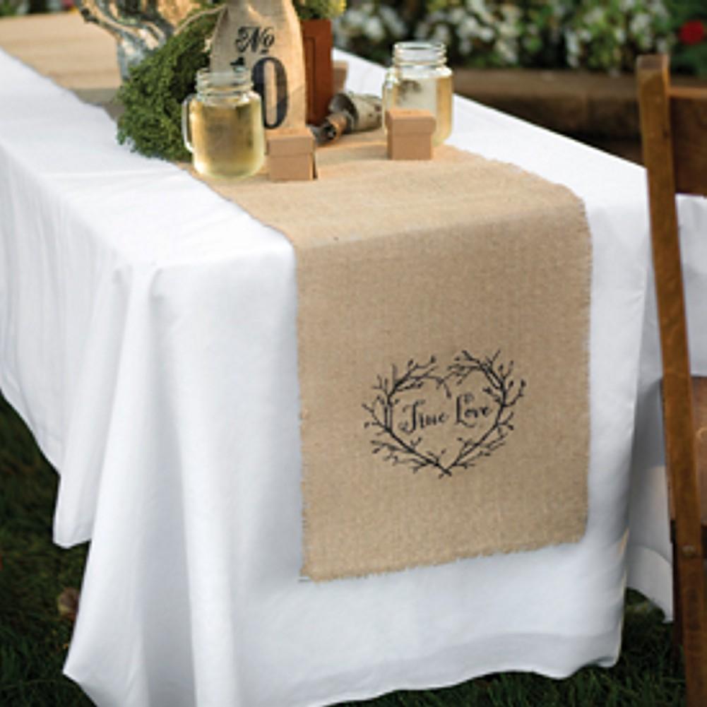 True Lov Burlap Table Runner - 14in. X 120in. - Sophie's Favors and Gifts
