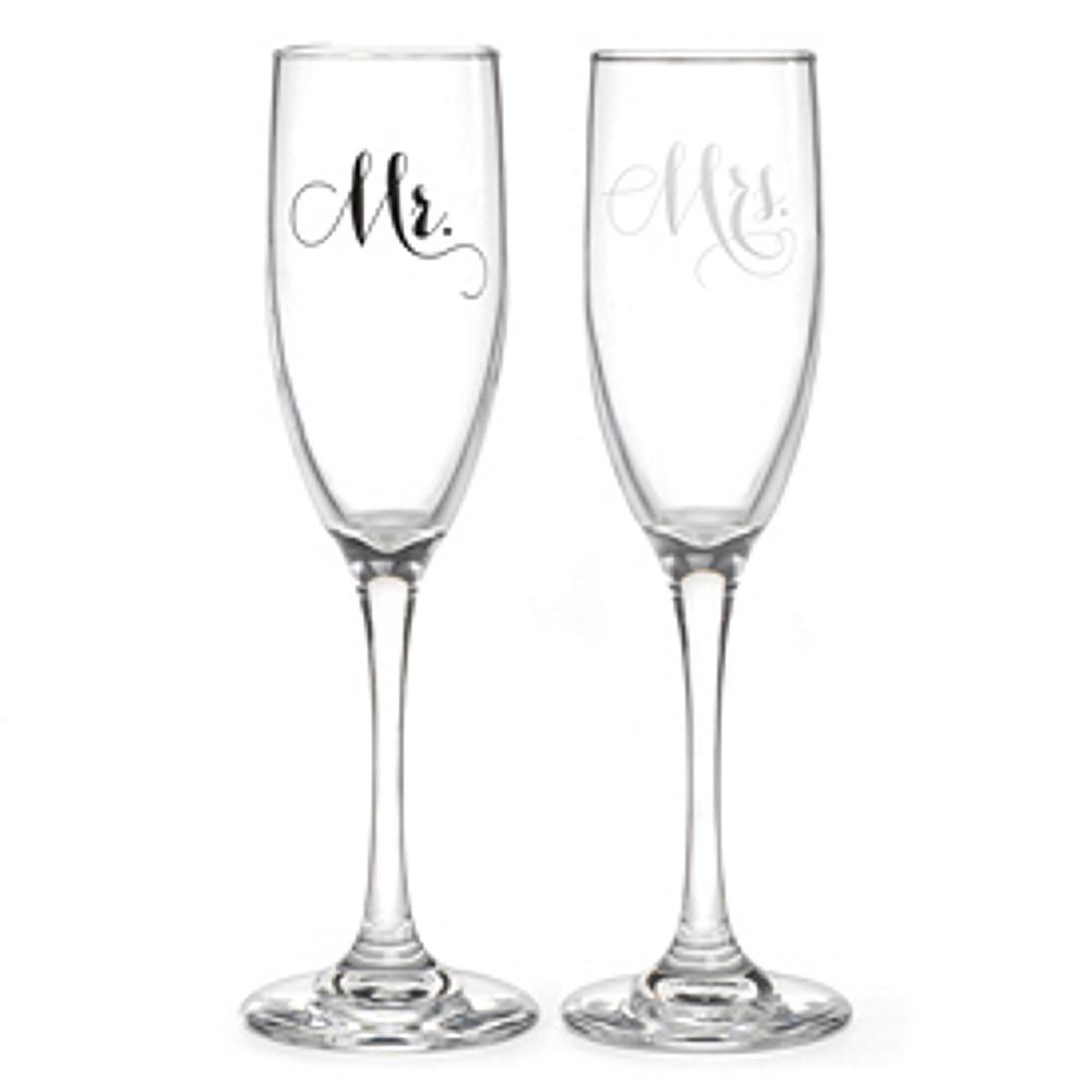 Mr. And Mrs. Champagne Flutes Set - Sophie's Favors and Gifts