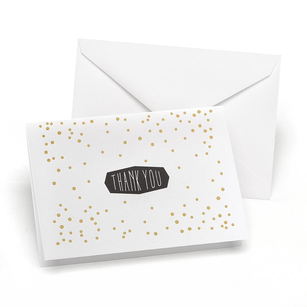 Gold Polka Dot Thank You Notes and Envelopes (Set of 50) - Sophie's Favors and Gifts