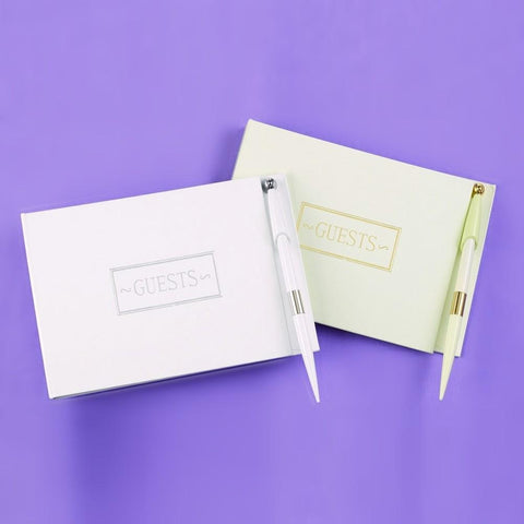 Foil Frame Ivory Guest Book and Pen - Sophie's Favors and Gifts