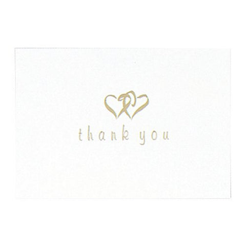 Gold Linked At The Heart Thank You Cards (50 Cards and Envelopes) - Sophie's Favors and Gifts
