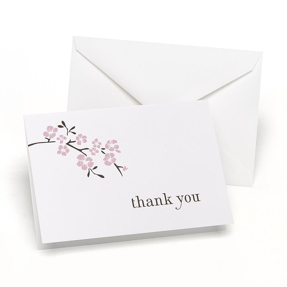 Cherry Blossom Thank You Cards and Envelopes (Set of 50) - Sophie's Favors and Gifts