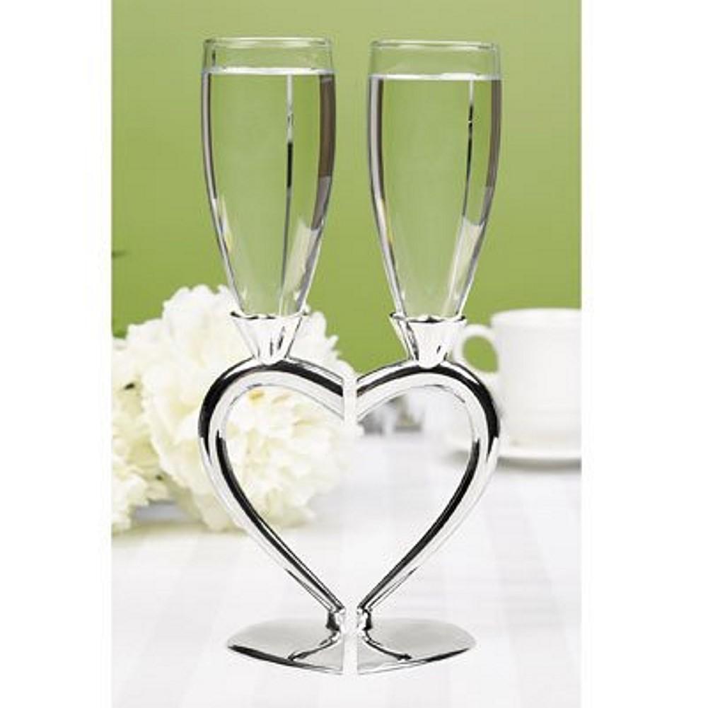 Interlocking Silver-Plated Champagne Flutes - Sophie's Favors and Gifts