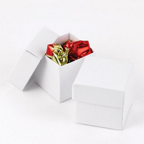 White Two Piece Favor Boxes - 2in. X 2in. X 2in. - Sophie's Favors and Gifts
