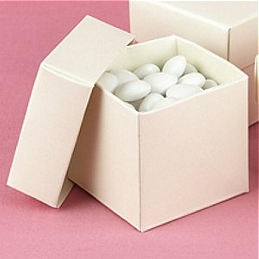 Ivory Shimmer 2in. X 2in. X 2in. 2-Piece Favor Boxes - Sophie's Favors and Gifts