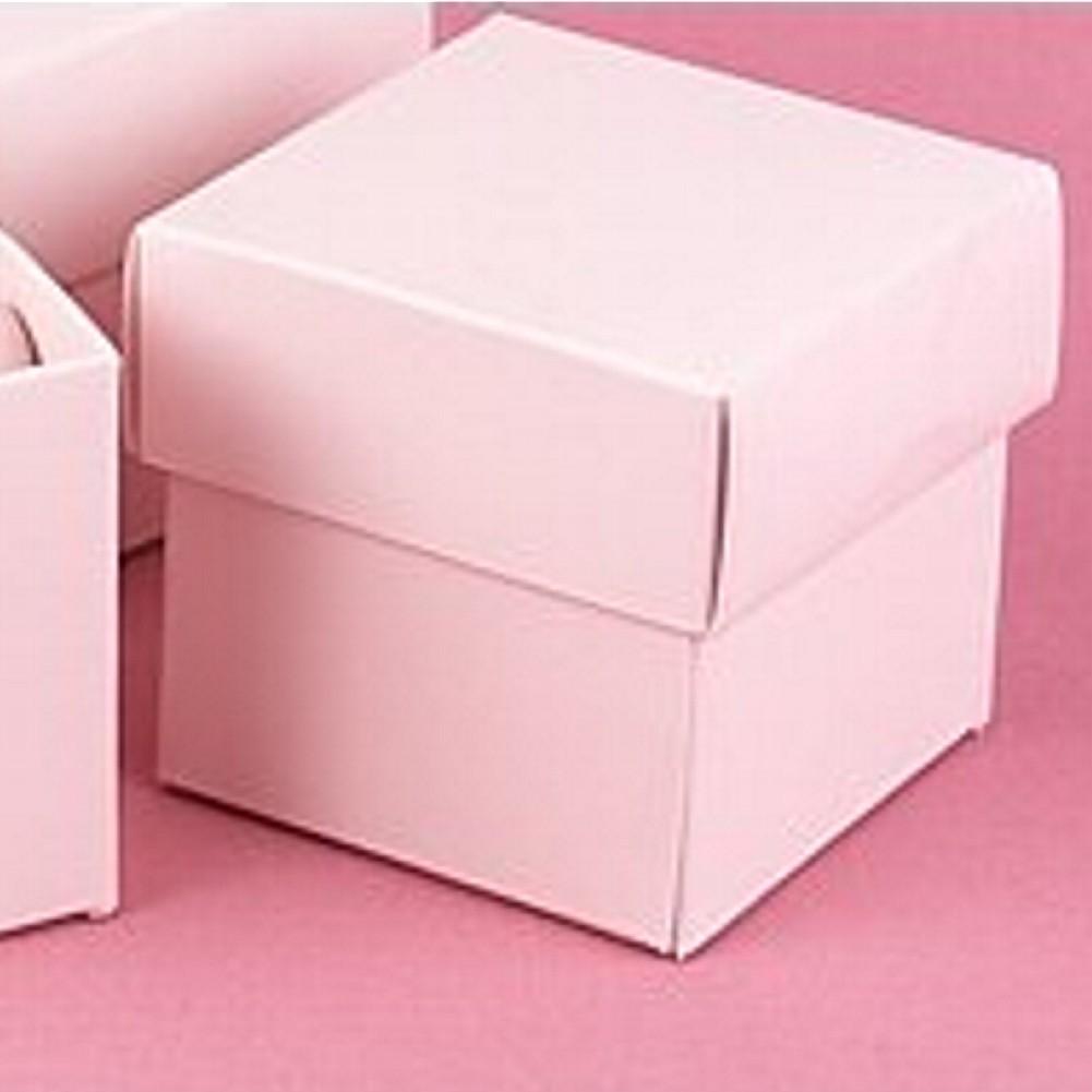 Blush Pink 2in. X 2in. X 2in. 2-Piece Favor Boxes - Sophie's Favors and Gifts