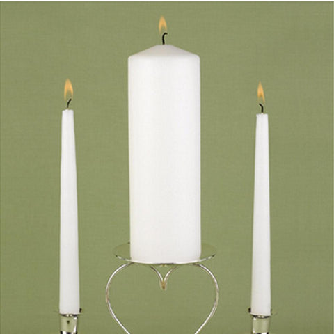 White Unit Candle with 2 White Tapers Set - Sophie's Favors and Gifts