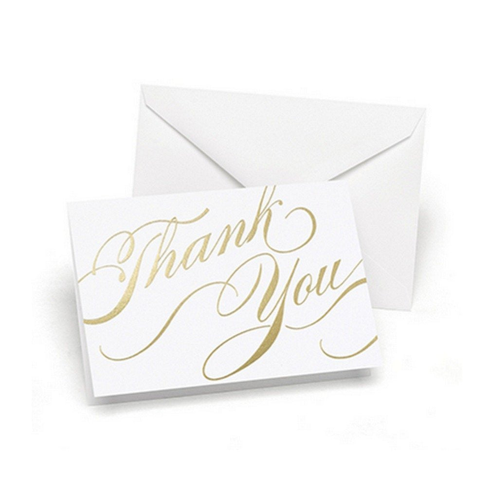 Gold Foil Swirls Thank You Cards with White Envelopes - 50 Pack - Sophie's Favors and Gifts