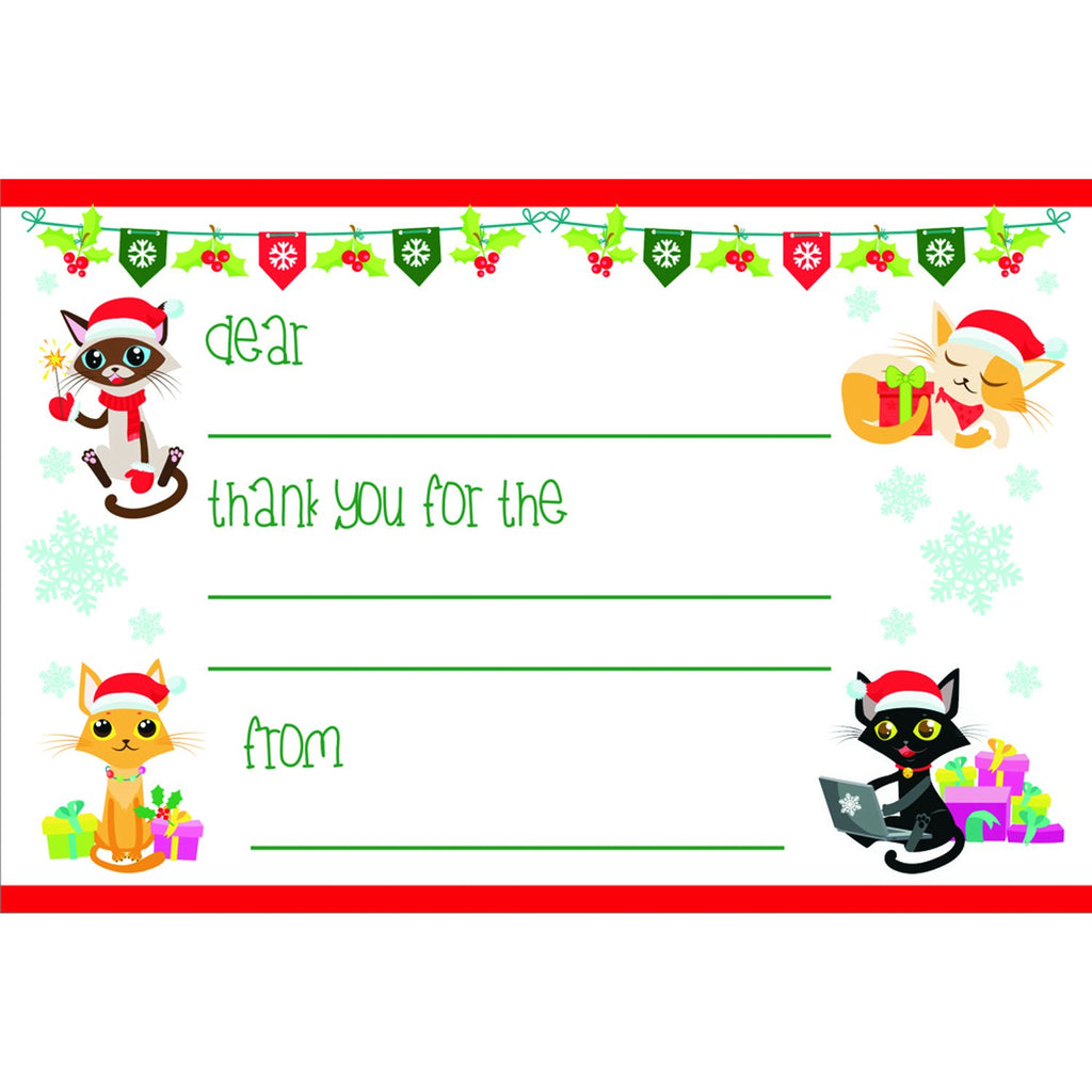 Holiday Cats - Kid's Christmas Thank You Postcards - Sophie's Favors and Gifts