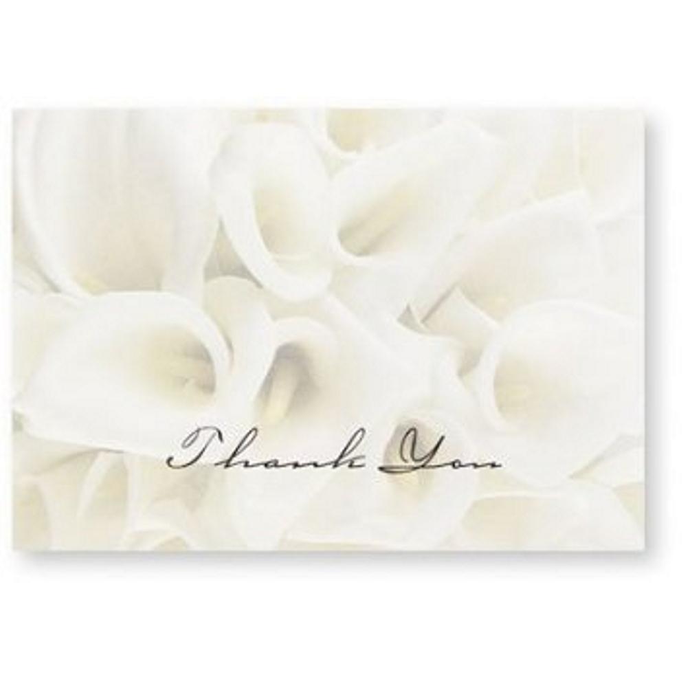 White Calla Lilies Thank You Note Cards & Envelopes - 100 - Sophie's Favors and Gifts