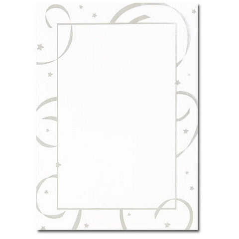 Silver Stars And Streamers Flat Invitation Cards With Envelopes - Sophie's Favors and Gifts