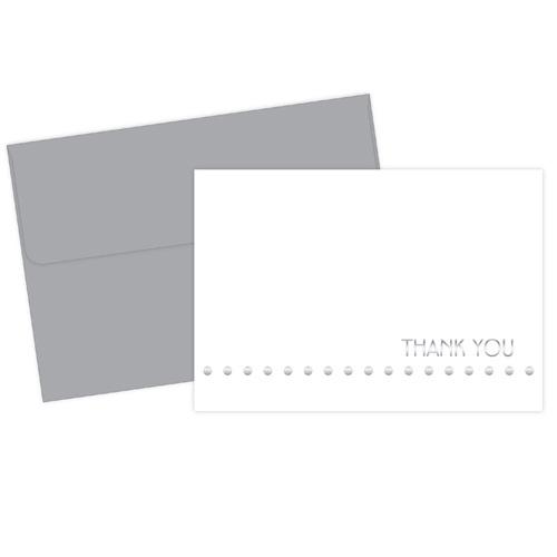 Silver Lotsa Dots Foil Thank You Cards with Envelopes - 24 Pack - Sophie's Favors and Gifts