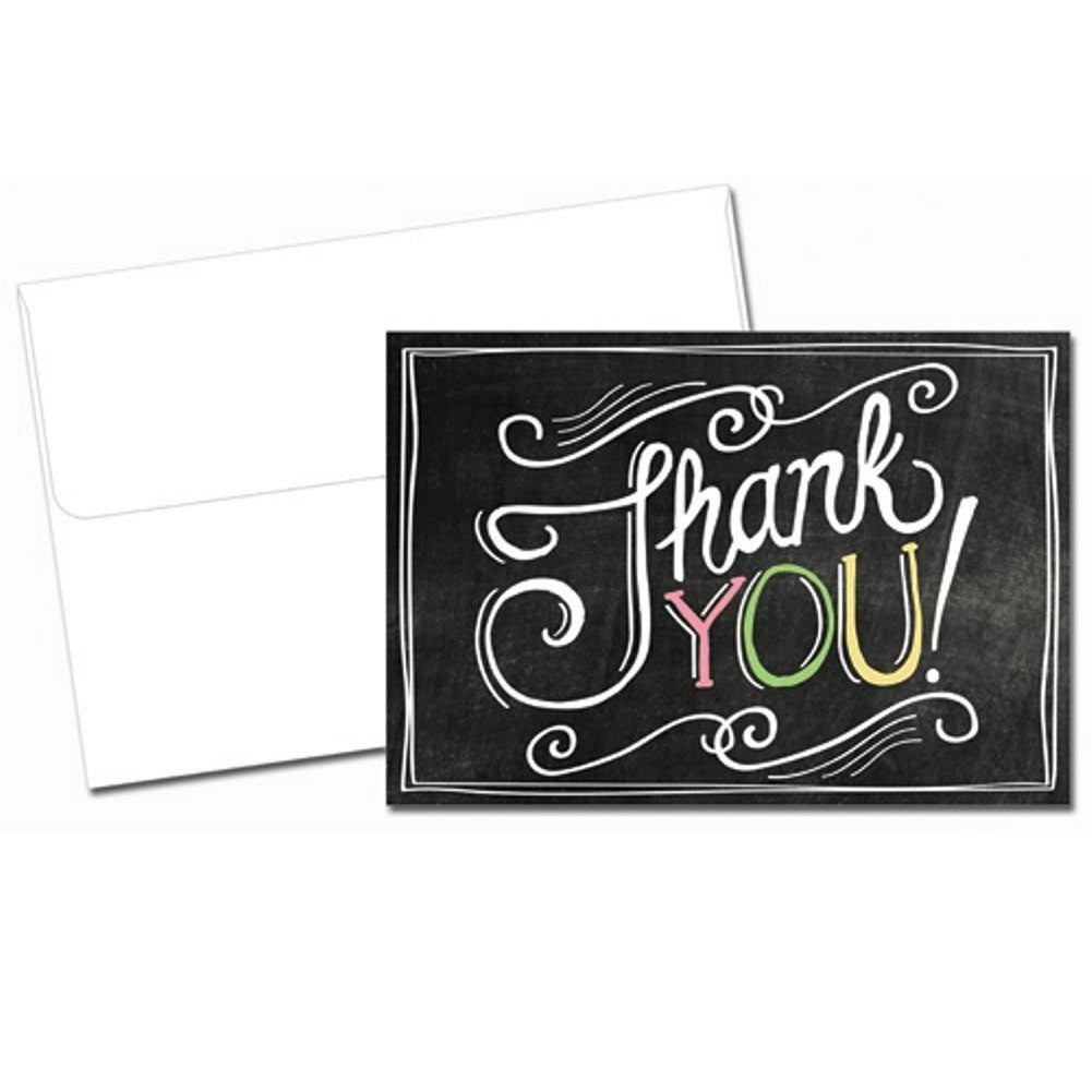 Chalkboard Thank You Note Cards With Envelopes - 24 Pack - Sophie's Favors and Gifts