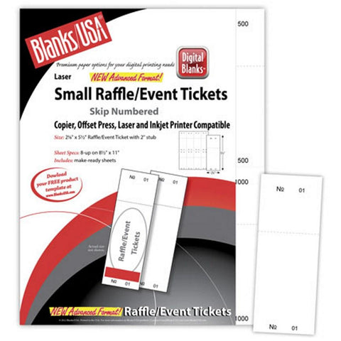 Small White Raffle Tickets Paper - 2.125in. X 5.5in. - Pack of 400 - Sophie's Favors and Gifts