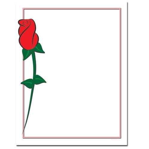 Single Red Rose Letterhead - 100 Sheets - Sophie's Favors and Gifts