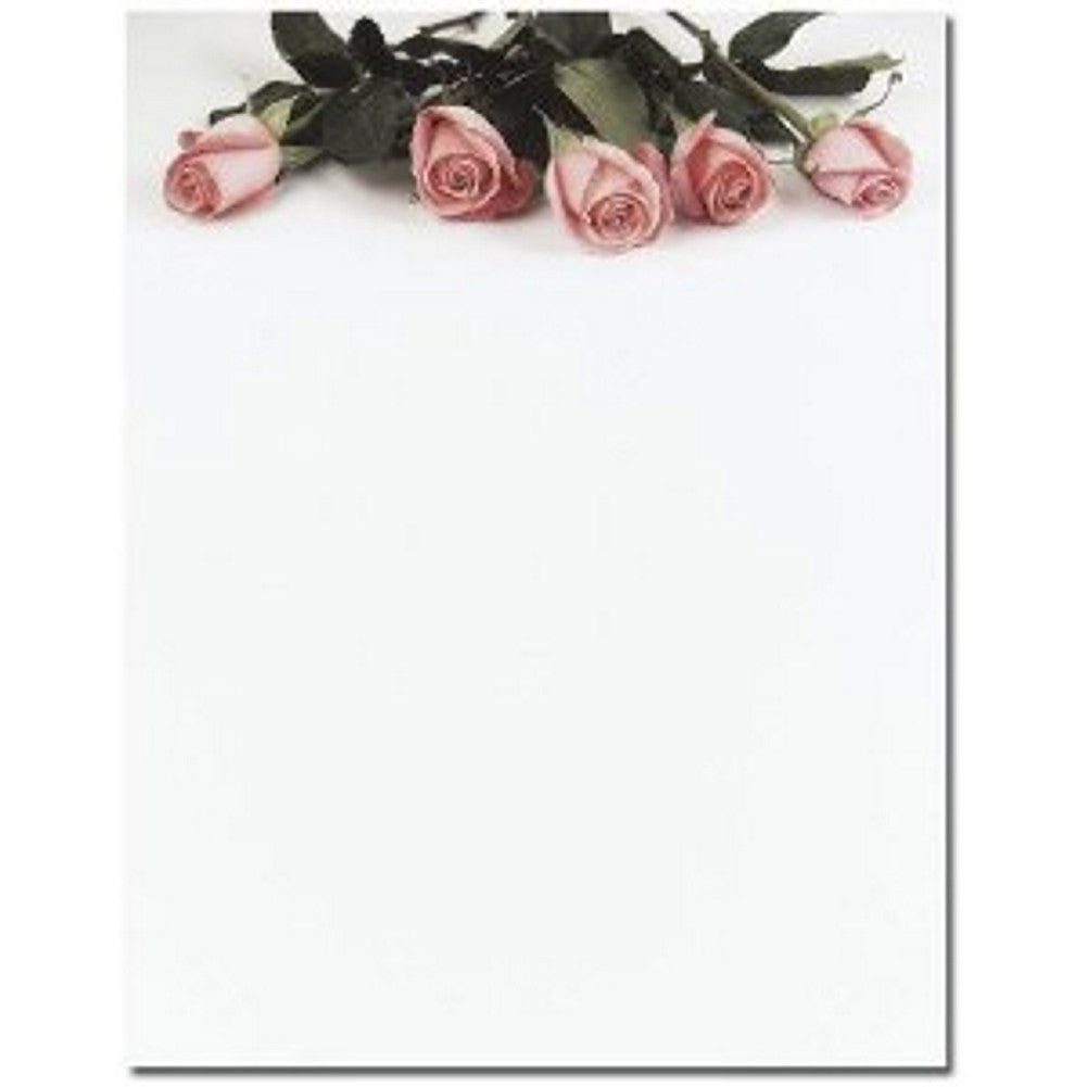 80 Pink Roses Letterhead Sheets - Sophie's Favors and Gifts