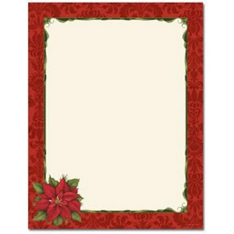 Poinsettia Damask Letterhead Sheets - Sophie's Favors and Gifts