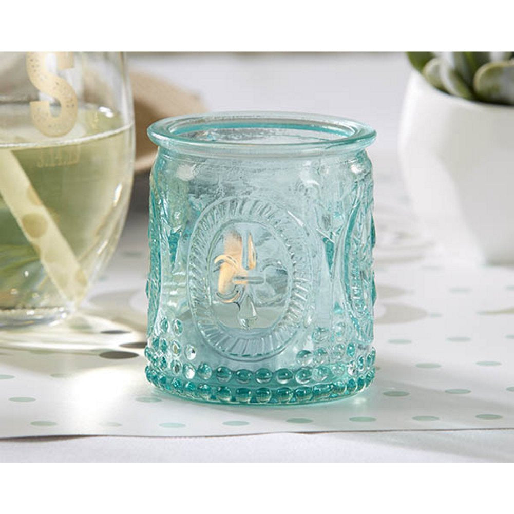 Vintage Blue Glass Tealight Holder - Sophie's Favors and Gifts