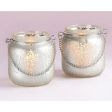 Light Champagne Frosted Mercury Glass Hanging Lantern (1) - Sophie's Favors and Gifts