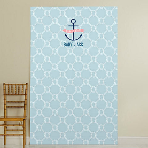 Personalized Photo Booth Backdrop - Nautical Baby Shower Theme - 52in. X 84in. - Sophie's Favors and Gifts