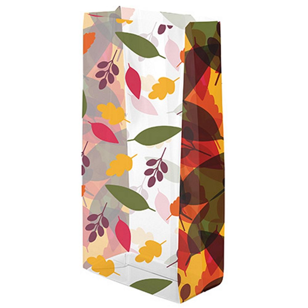 Lots Of Leaves Clear Cello Party Bags - 7 1/2in. x 3 1/2in. x 2in. - 20 Pack - Sophie's Favors and Gifts