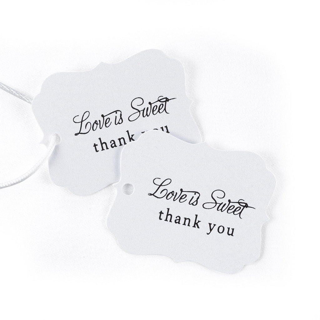 Love Is Sweet White Scalloped Favor Gift Tags - 2 1/4in. x 3in. - 25 Pack - Sophie's Favors and Gifts