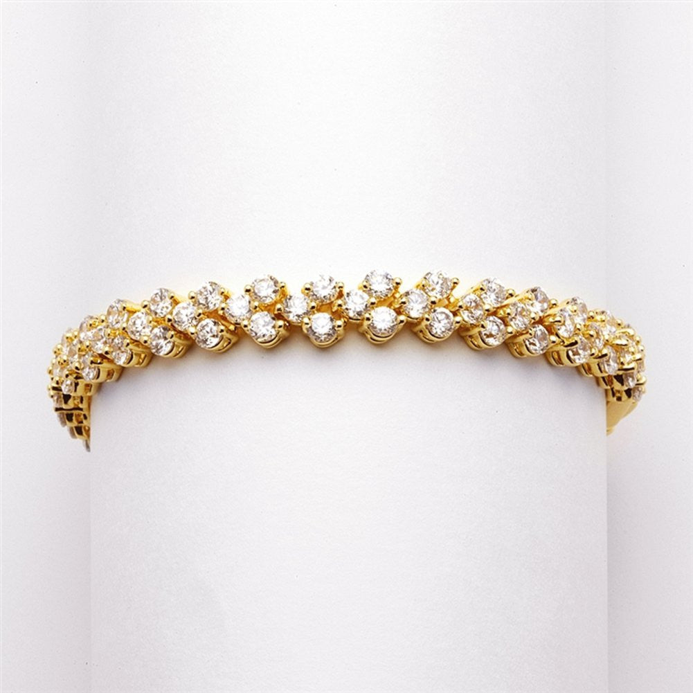 Petite Gold Cubic Zirconia Wedding or Prom Tennis Bracelet - Sophie's Favors and Gifts
