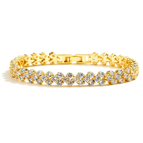 Elegant Gold Cubic Zirconia Wedding or Prom Tennis Bracelet - Sophie's Favors and Gifts