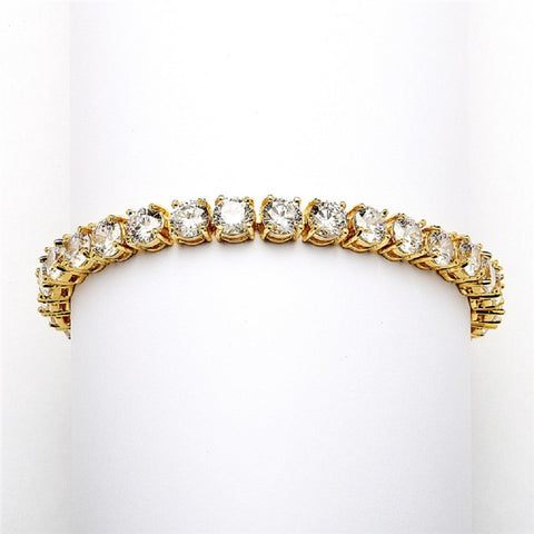 Glamorous 14K Gold Plated Bridal or Prom Tennis Bracelet in Petite Size - Sophie's Favors and Gifts