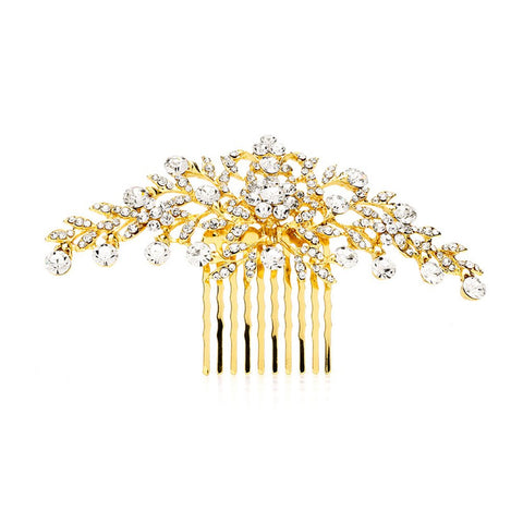 Crystal Comb with Shimmering Gold Leaves - Sophie's Favors and Gifts