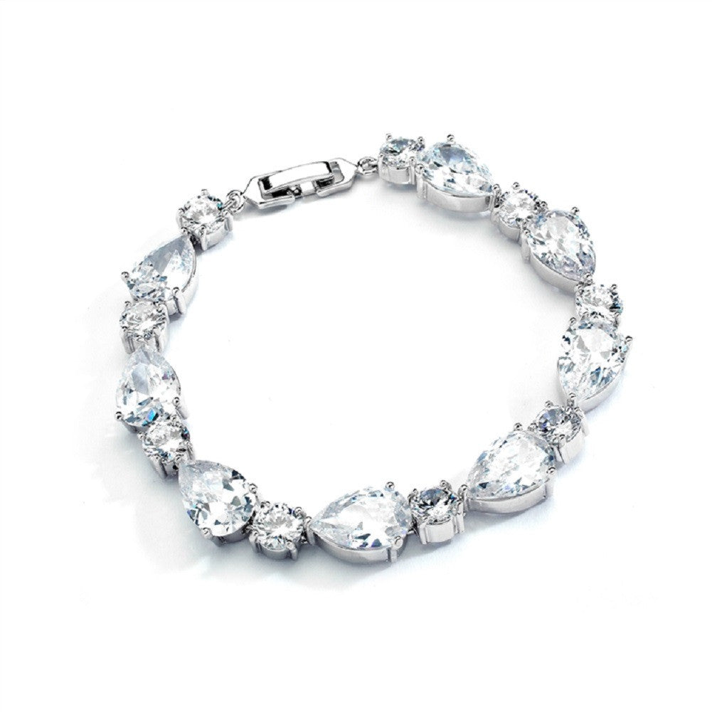 CZ Pears and Rounds Bridal or Bridesmaids Bracelet - Sophie's Favors and Gifts