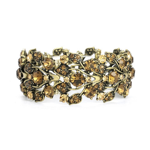 Bold Brown Crystal Vine Stretch Bracelet - Sophie's Favors and Gifts