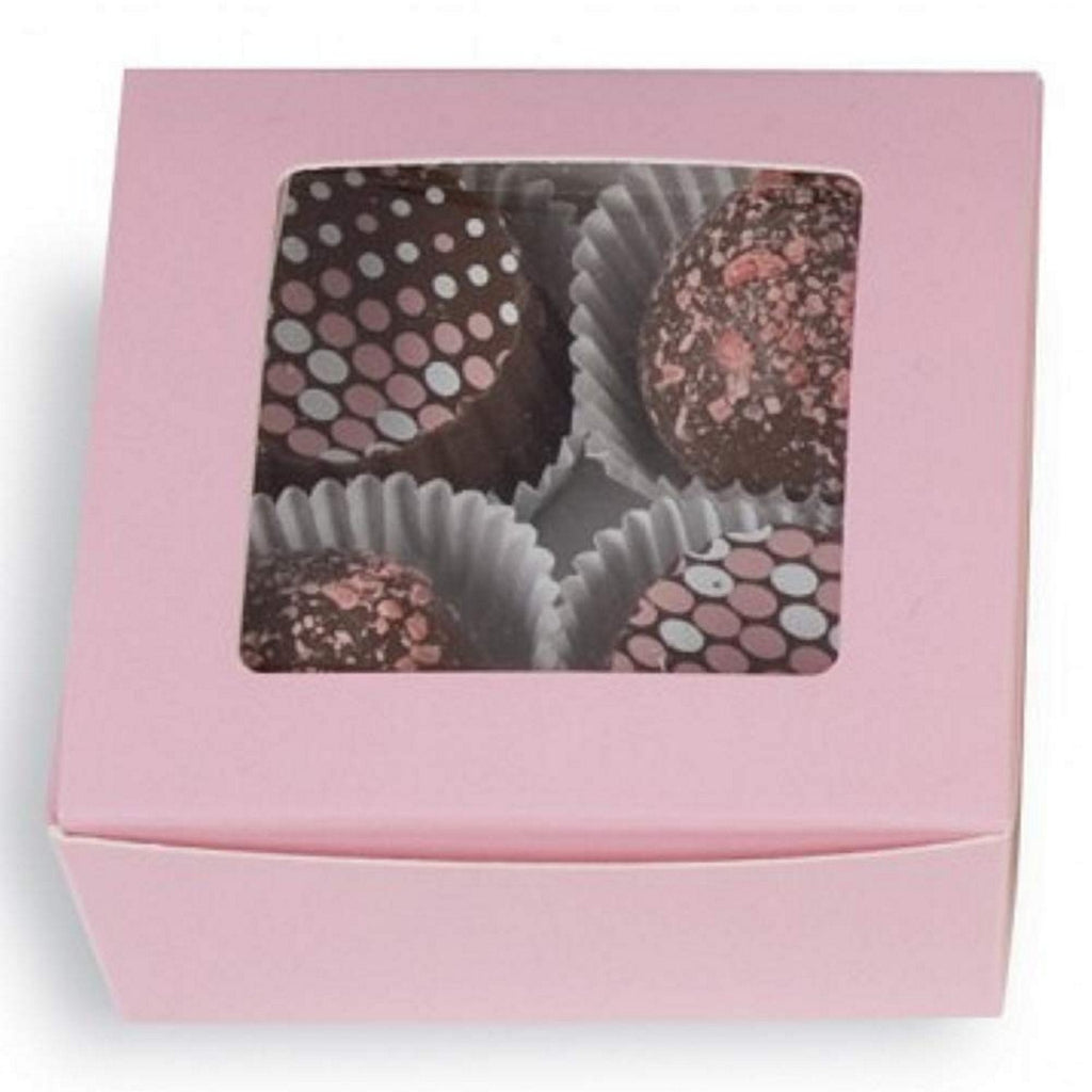 Pink 4-Piece Truffle Candy Boxes - 2 5/8" x 2 3/4" x 1 1/4" - 25 Pack - Sophie's Favors and Gifts