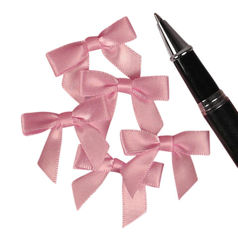 Mini Pink Satin Bows - 1 1/4in. x 1 1/4in. - 50 Pack - Sophie's Favors and Gifts